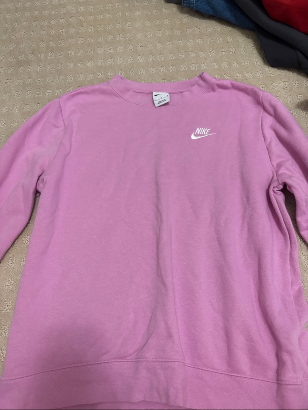 Nike WomensPink Crew Sweatshirt with White Swoosh